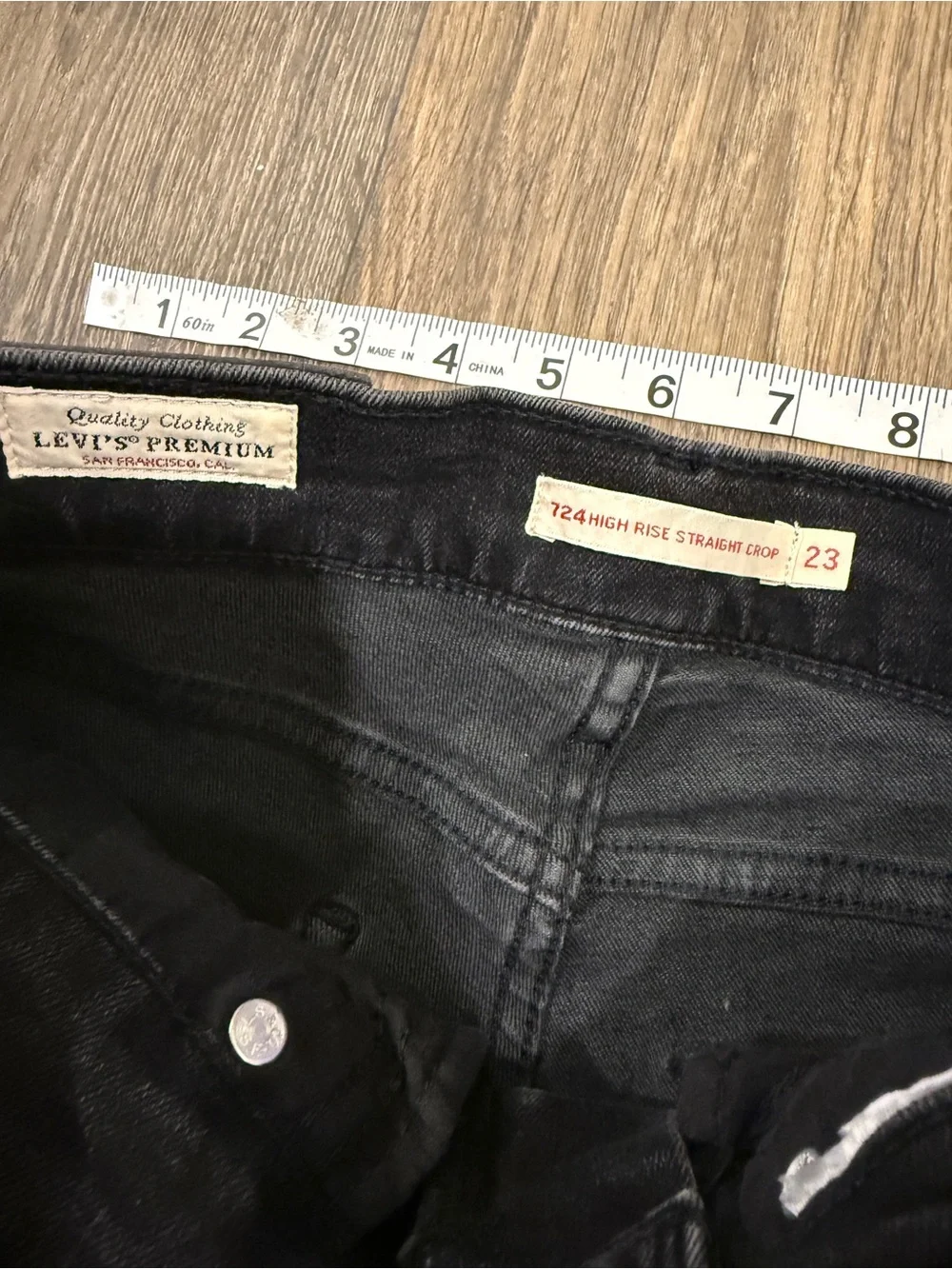 Levi's black high rise straight crop jeans